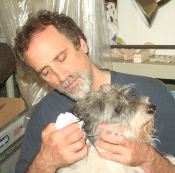 A few days after I finally made it home from Greece, hubsy and I took our pooches one by one into the garage and cleaned their ears, including the ones on this fellow, Periklis. While I was gone he had managed to do this chore about once a month, which isn’t bad, but some of them need it more often—about two to four times per month—because their ears produce more gunk. / Photo: Katerina Lorenzatos Makris