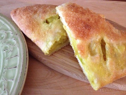 Bourekia, a type of pita, stuffed with potatoes, leeks and delicately spiced with turmeric. Photo: The Greek Vegan