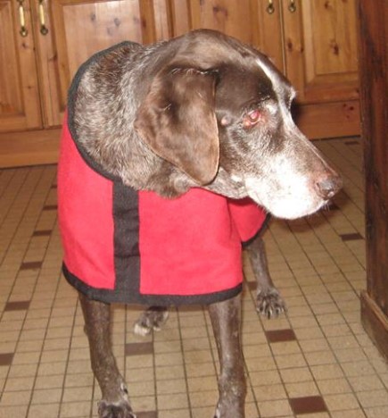 Claire in her chic red coat Photo: Pauline and Arnold Giggins