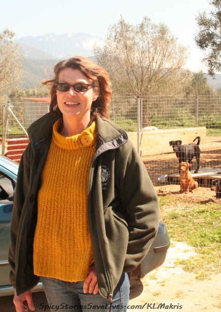 Claudia Stellatou at Animal Rescue Kefalonia (ARK), where she volunteers to help hundreds of animals find new homes.
