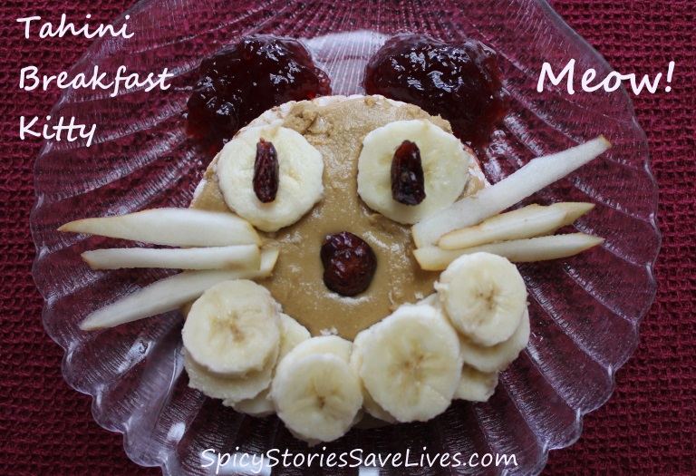 Tahini Breakfast Kitty: Guess what my whiskers are made of, receive a free romantic fiction story!
