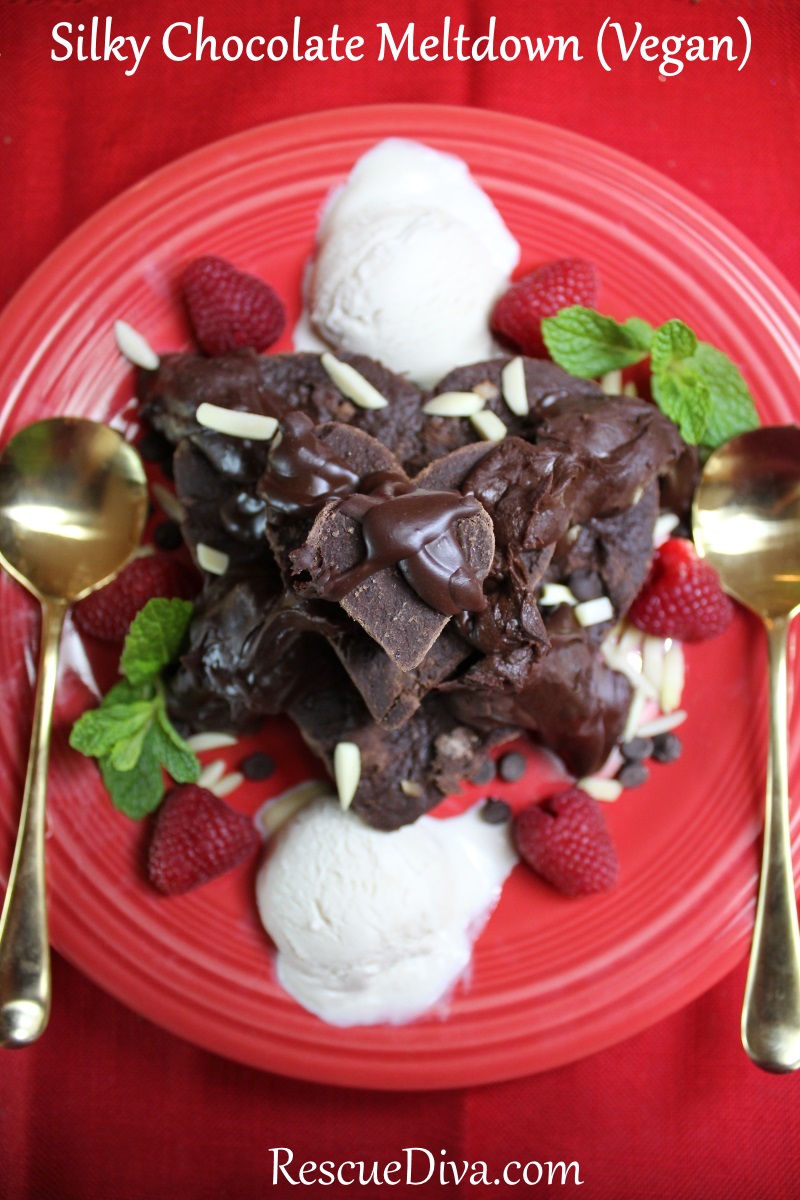 Silky Chocolate Almond Banana Fudge Meltdown (romantic vegan recipe)